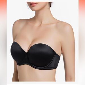 Women's Push Up Strapless Bra Thick Padded Underwire Convertible 34C Black